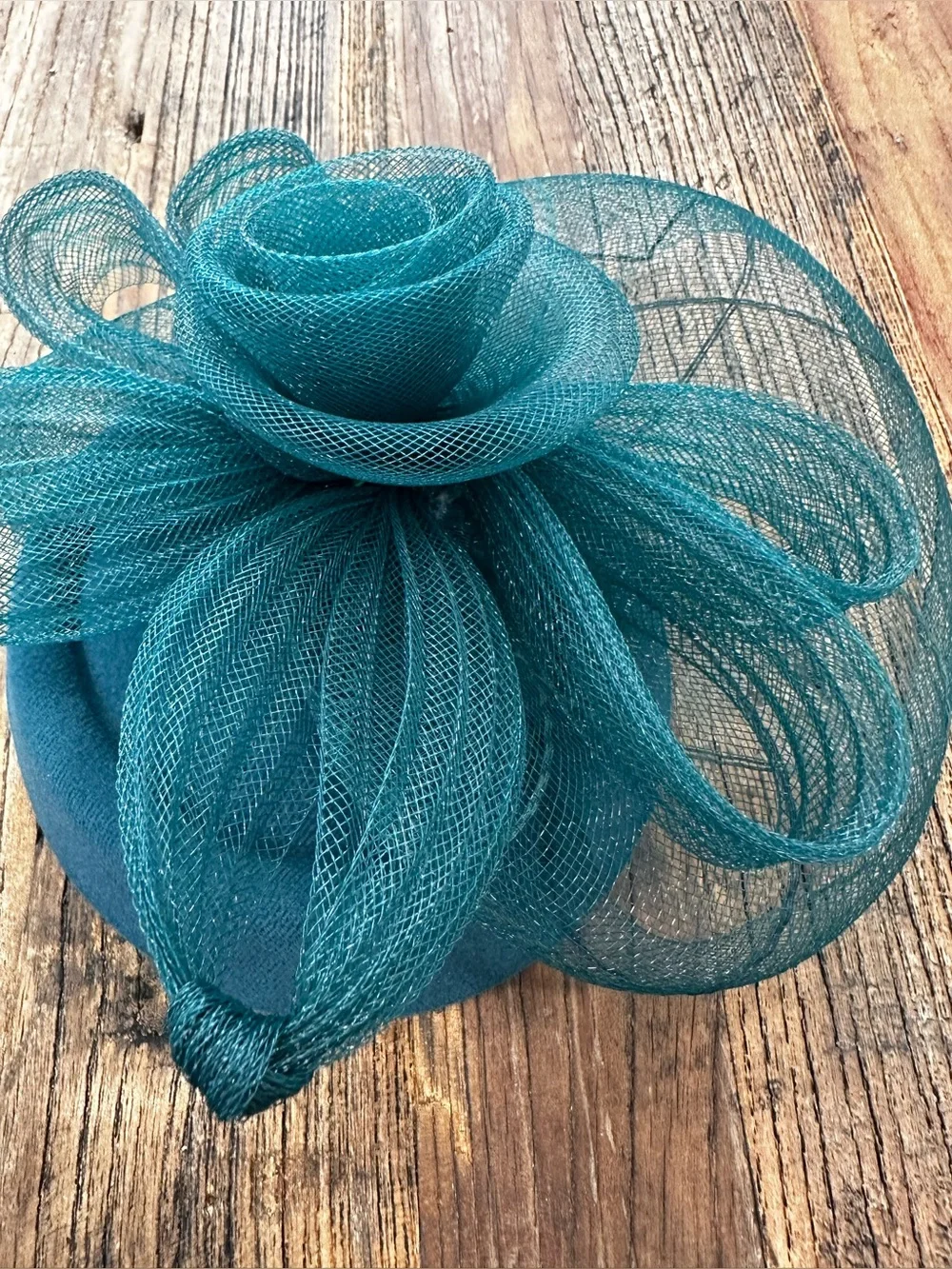 Teal Floral Mesh Fascinator Hat - Women Accessories